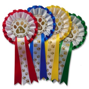 1st, 2nd, 3rd, 4th, 5th, 6th Pawprint 2 Tier Dog Show Rosettes - PAW2